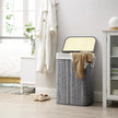 Laundry Hamper – Bamboo – Distressed Grey – 72L Capacity, Clip-On Lid, Foldable, Removable Liner Bag