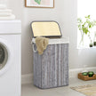 Laundry Hamper – Bamboo – Distressed Grey – 72L Capacity, Clip-On Lid, Foldable, Removable Liner Bag