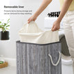Laundry Hamper – Bamboo – Distressed Grey – 72L Capacity, Clip-On Lid, Foldable, Removable Liner Bag