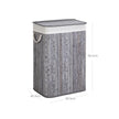 Laundry Hamper – Bamboo – Distressed Grey – 72L Capacity, Clip-On Lid, Foldable, Removable Liner Bag