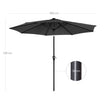 Large Patio Sun Umbrella – Fabric – Grey – Solar-Powered LED Lights, UPF 50+ Protection, Tilting Mechanism