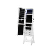 Jewelry Armoire – MDF – White – Lockable with Bevel Edge Mirror and 8 LEDs