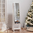 Jewelry Armoire – MDF – White – Lockable with Bevel Edge Mirror and 8 LEDs