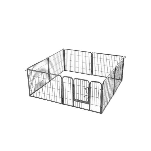 8 Panel Pet Playpen – Heavy Duty Metal – Black – Foldable and Playpen Design