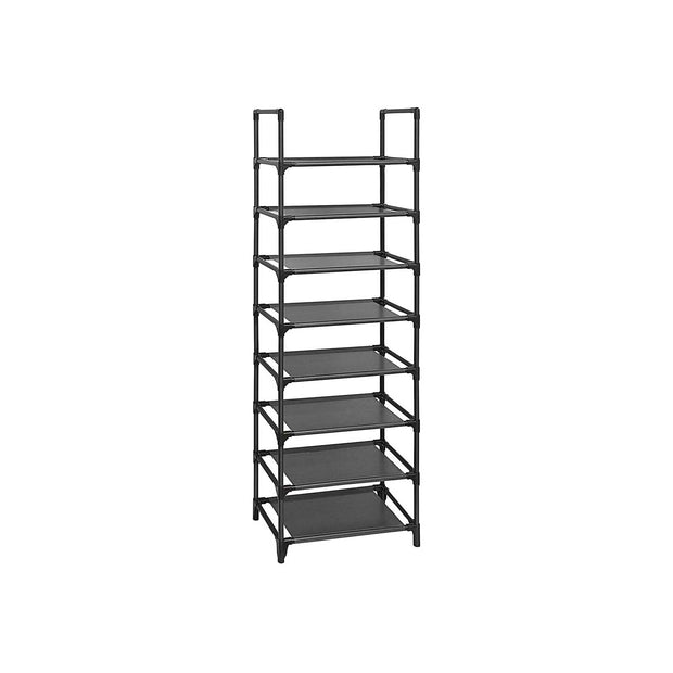 8-Tier Shoe Rack – Iron – Black – Versatile Organizer for 16-20 Pairs