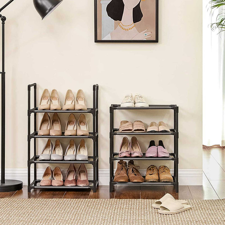 8-Tier Shoe Rack – Iron – Black – Versatile Organizer for 16-20 Pairs