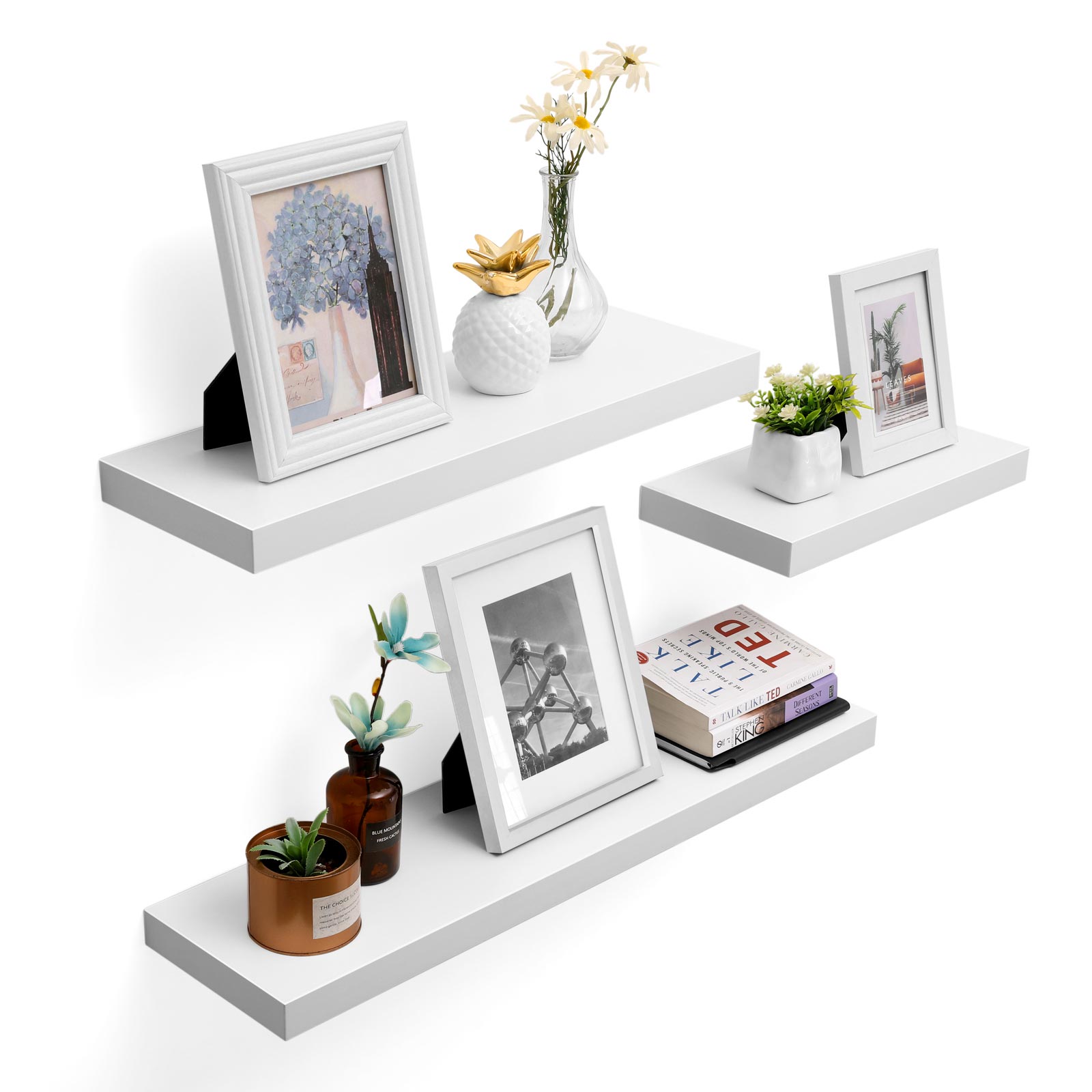 Floating Shelf – MDF – White – Wall Mounted Bookshelf Display Storage 80 cm