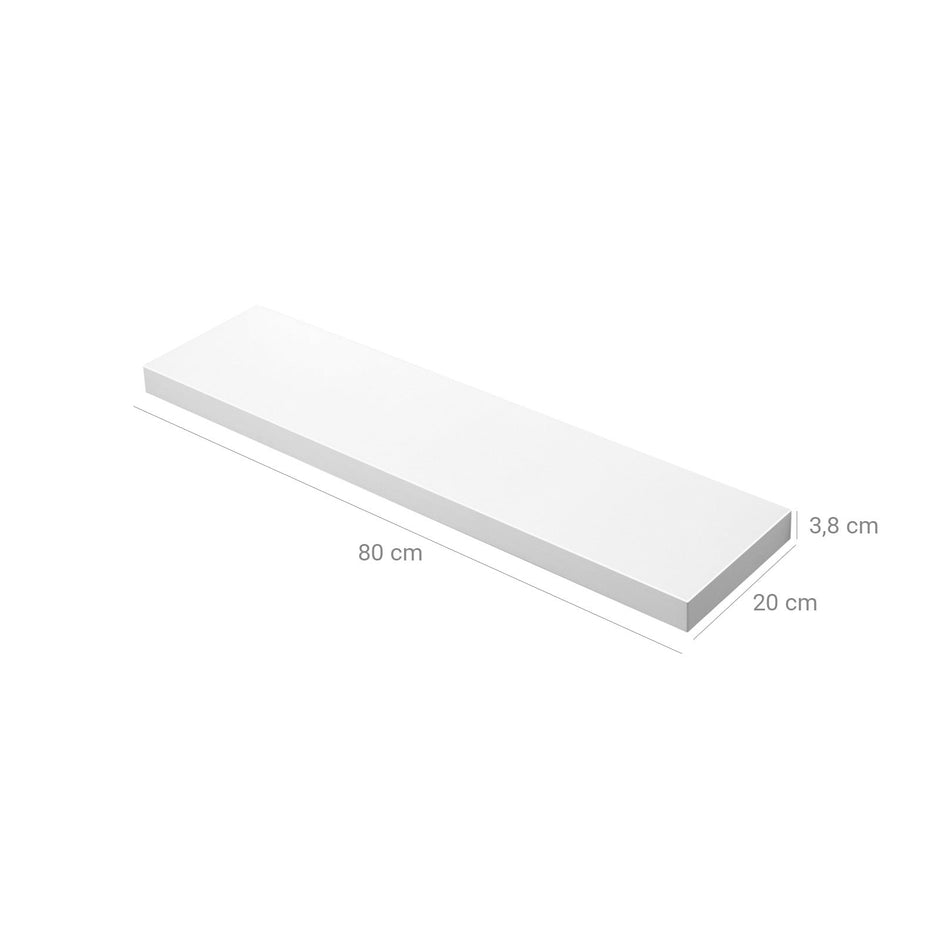 Floating Shelf – MDF – White – Wall Mounted Bookshelf Display Storage 80 cm