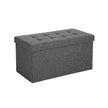 Linen Look Ottoman – Foam, MDF – Dark Grey – Folding Design, 80L Capacity