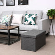 Linen Look Ottoman – Foam, MDF – Dark Grey – Folding Design, 80L Capacity
