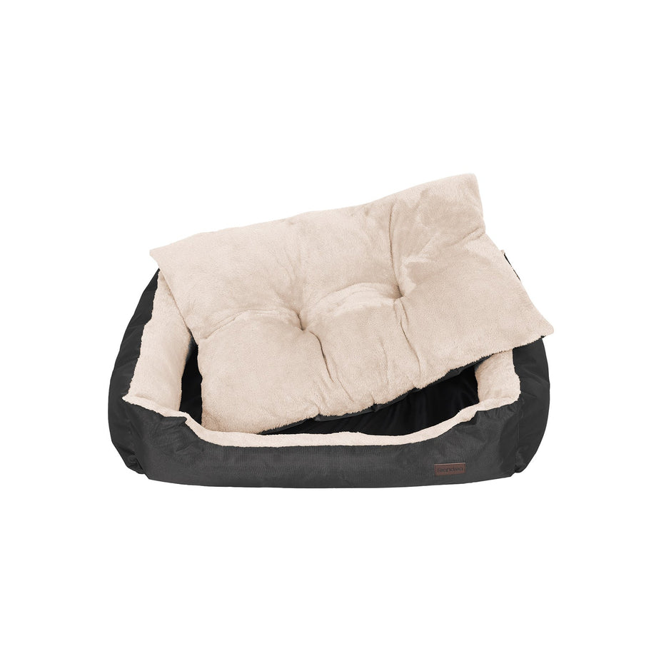 Dog Bed – Fabric – Black – Reversible Cushion 80x65x20 cm