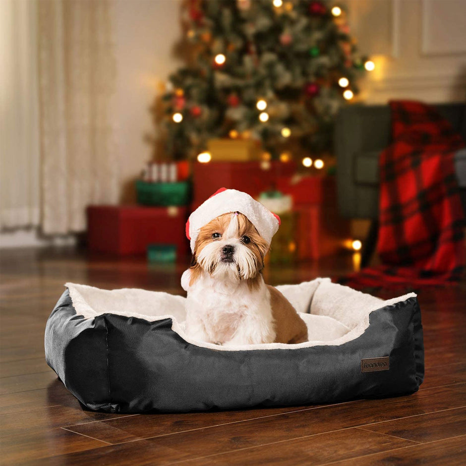 Dog Bed – Fabric – Black – Reversible Cushion 80x65x20 cm