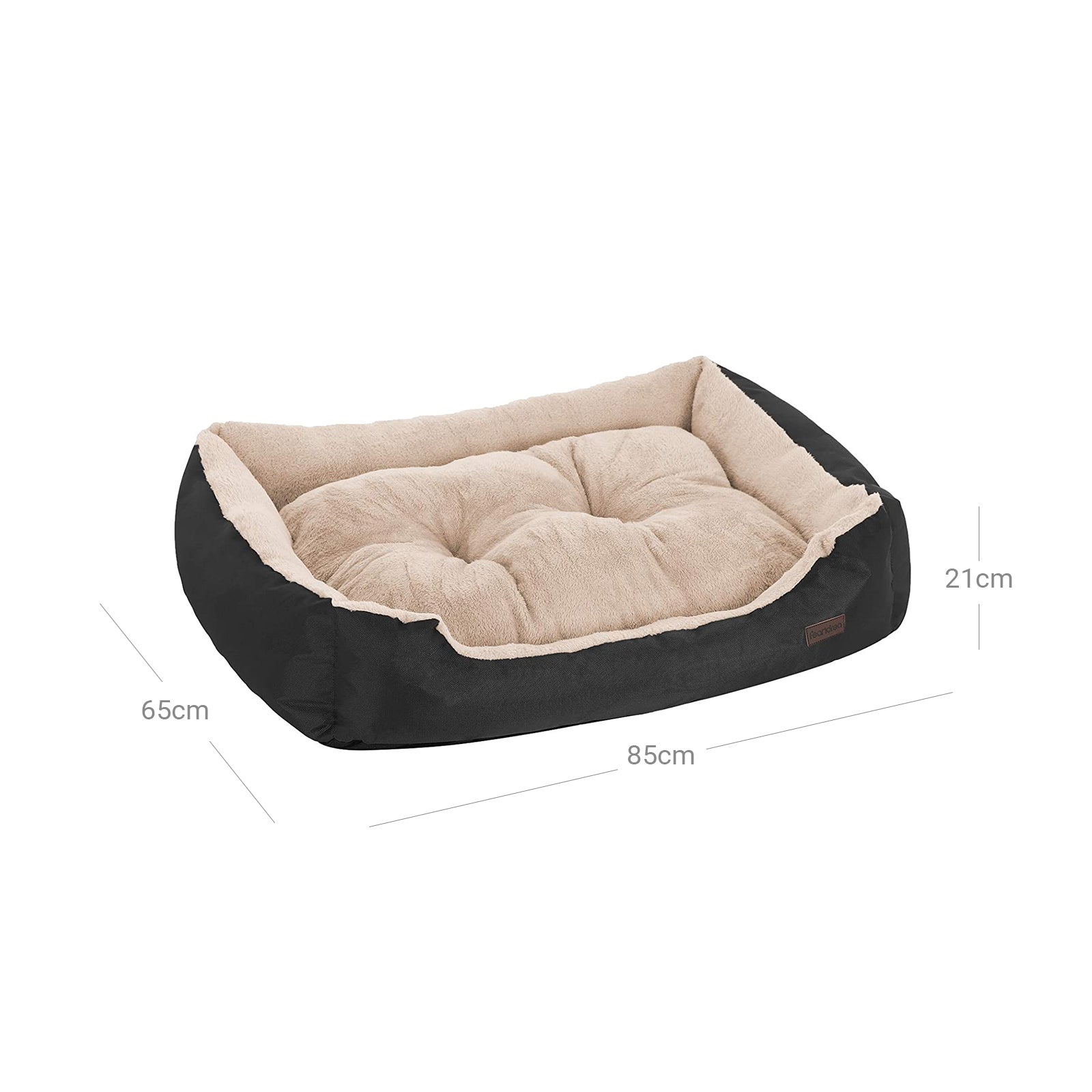 Dog Bed – Fabric – Black – Reversible Cushion 80x65x20 cm