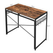 Folding Writing Desk – Wood and Metal – Rustic Brown and Black – 8 Hooks, No Tools Required