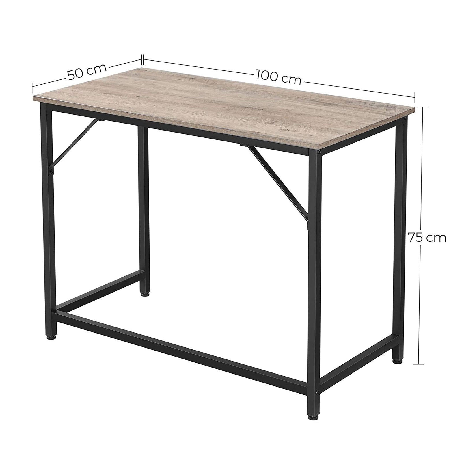 Small Office Table – Steel – Hazelnut Brown and Black – Industrial Design, Easy Assembly