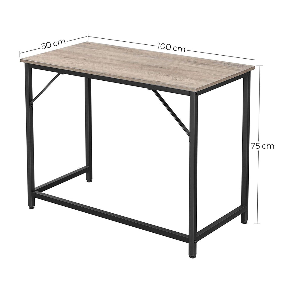 Small Office Table – Steel – Hazelnut Brown and Black – Industrial Design, Easy Assembly