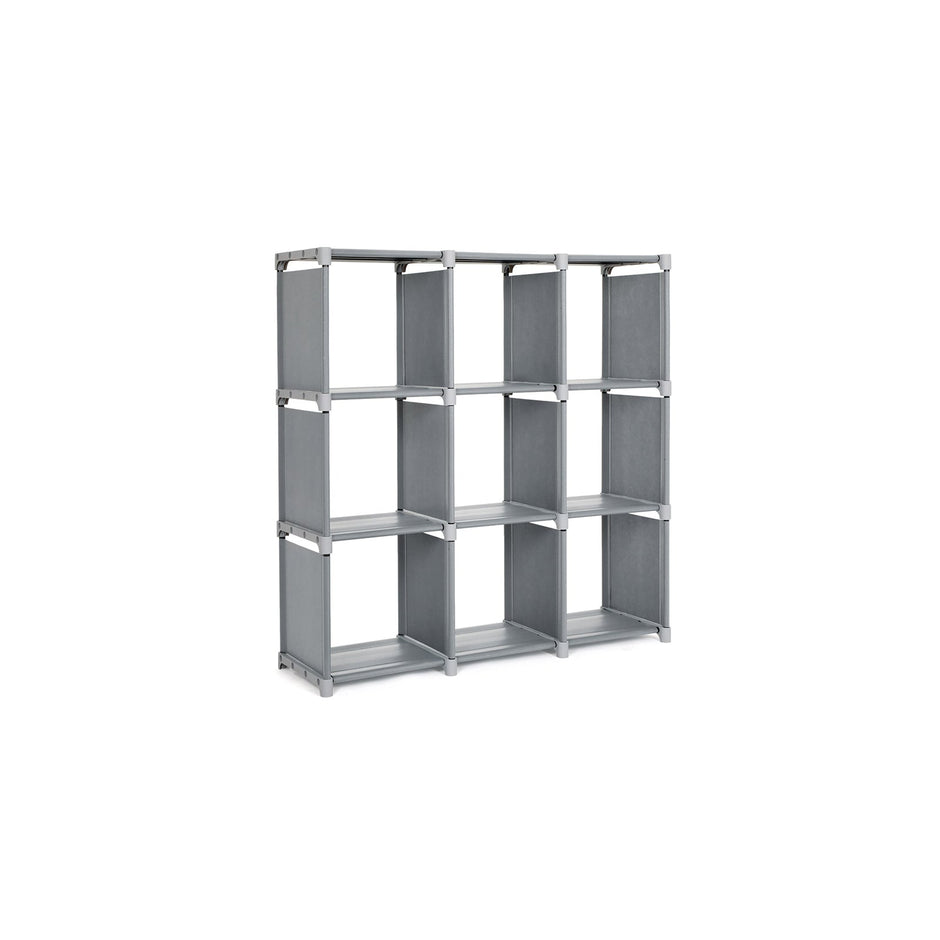 9-Cube Storage Shelf – MDF – Black – DIY Organizer Rack for Family Study and Living Room