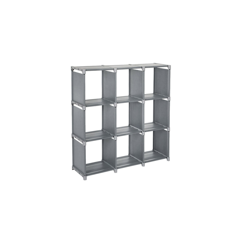 9-Cube Storage Shelf – MDF – Black – DIY Organizer Rack for Family Study and Living Room