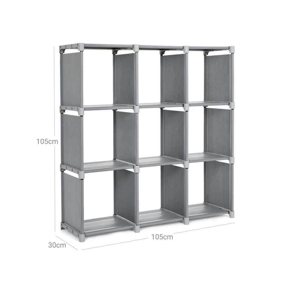 9-Cube Storage Shelf – MDF – Black – DIY Organizer Rack for Family Study and Living Room