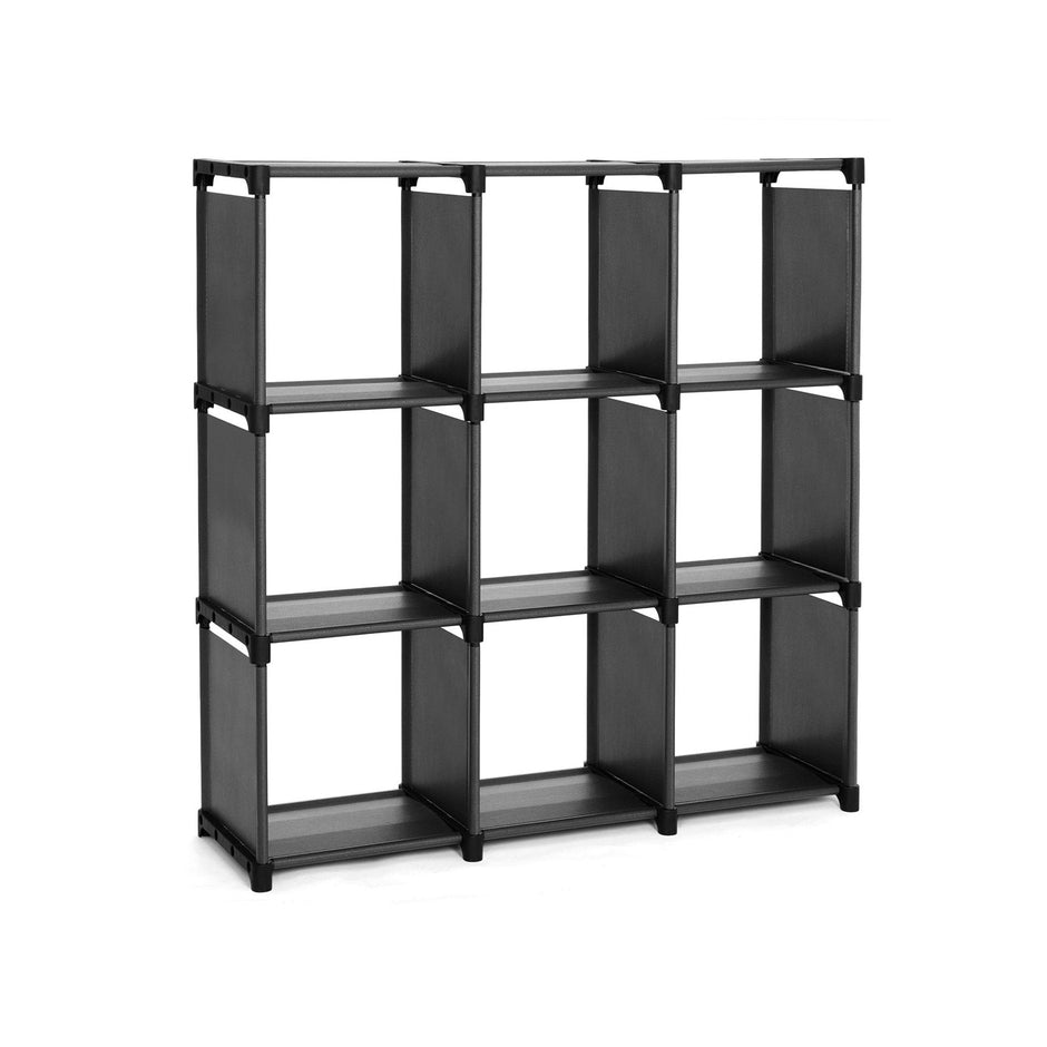 Open Bookcase – Engineered Wood – Black – 9-Cube Design for Versatile Storage