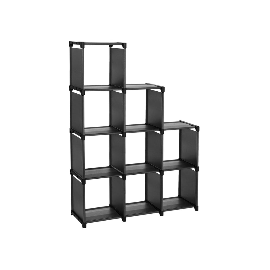 Open Bookcase – Engineered Wood – Black – 9-Cube Design for Versatile Storage