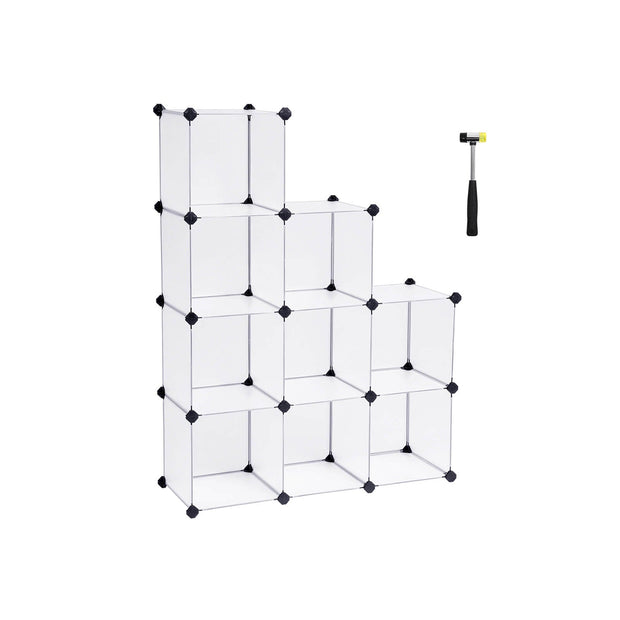 Storage Organizer – Plastic – White – 9-Cube Design for Versatile Shelving
