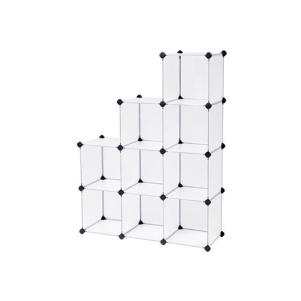 Storage Organizer – Plastic – White – 9-Cube Design for Versatile Shelving