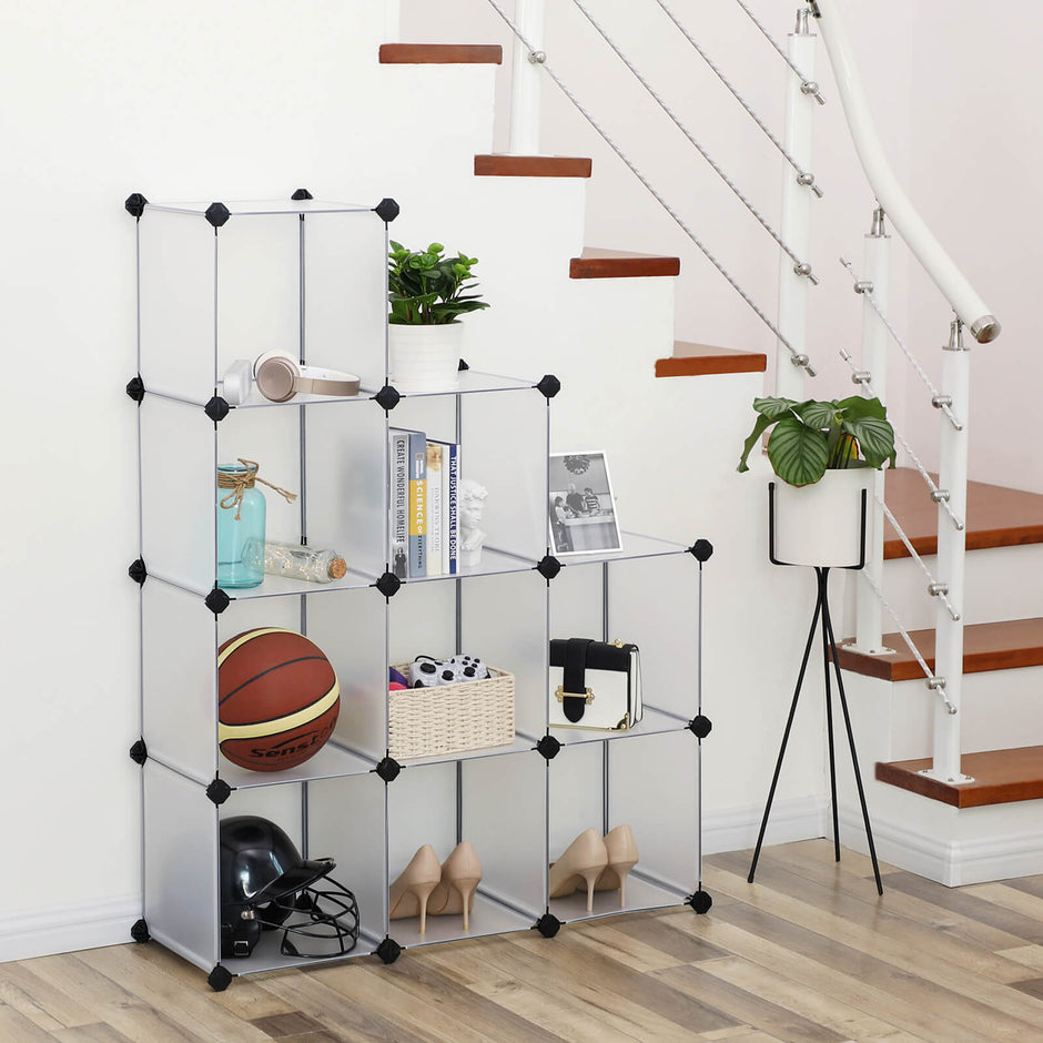 Storage Organizer – Plastic – White – 9-Cube Design for Versatile Shelving