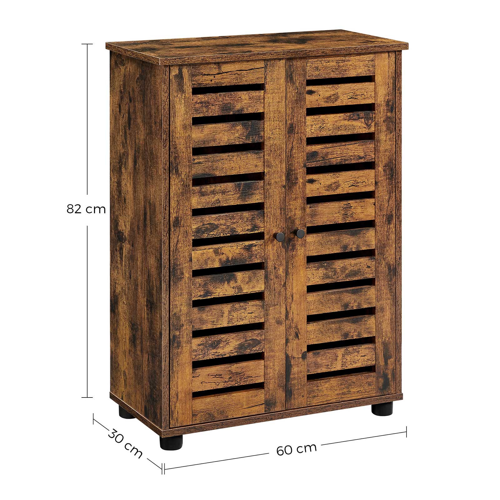 Bathroom Floor Cabinet – Wood – Rustic Brown – Multipurpose with Adjustable Shelf and Louvred Doors