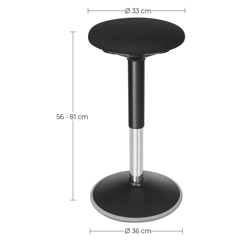 Ergonomic Wobble Stool – Metal – Black – 360° Swivel, Adjustable Height 60-85 cm, No Assembly Required