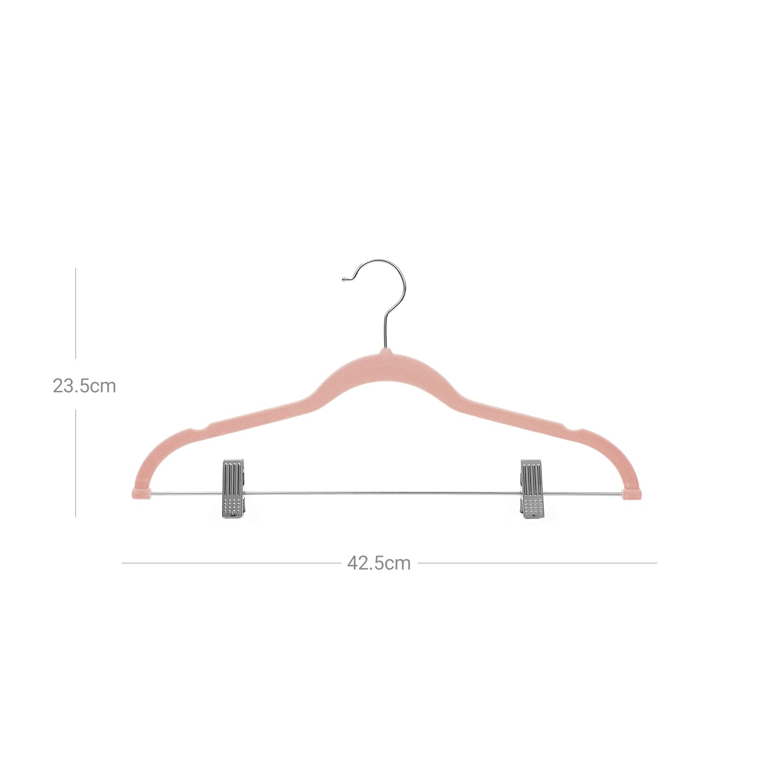 Adjustable Pants Hangers – Velvet – Grey – 12 Pieces with Clips and Non-Slip Design