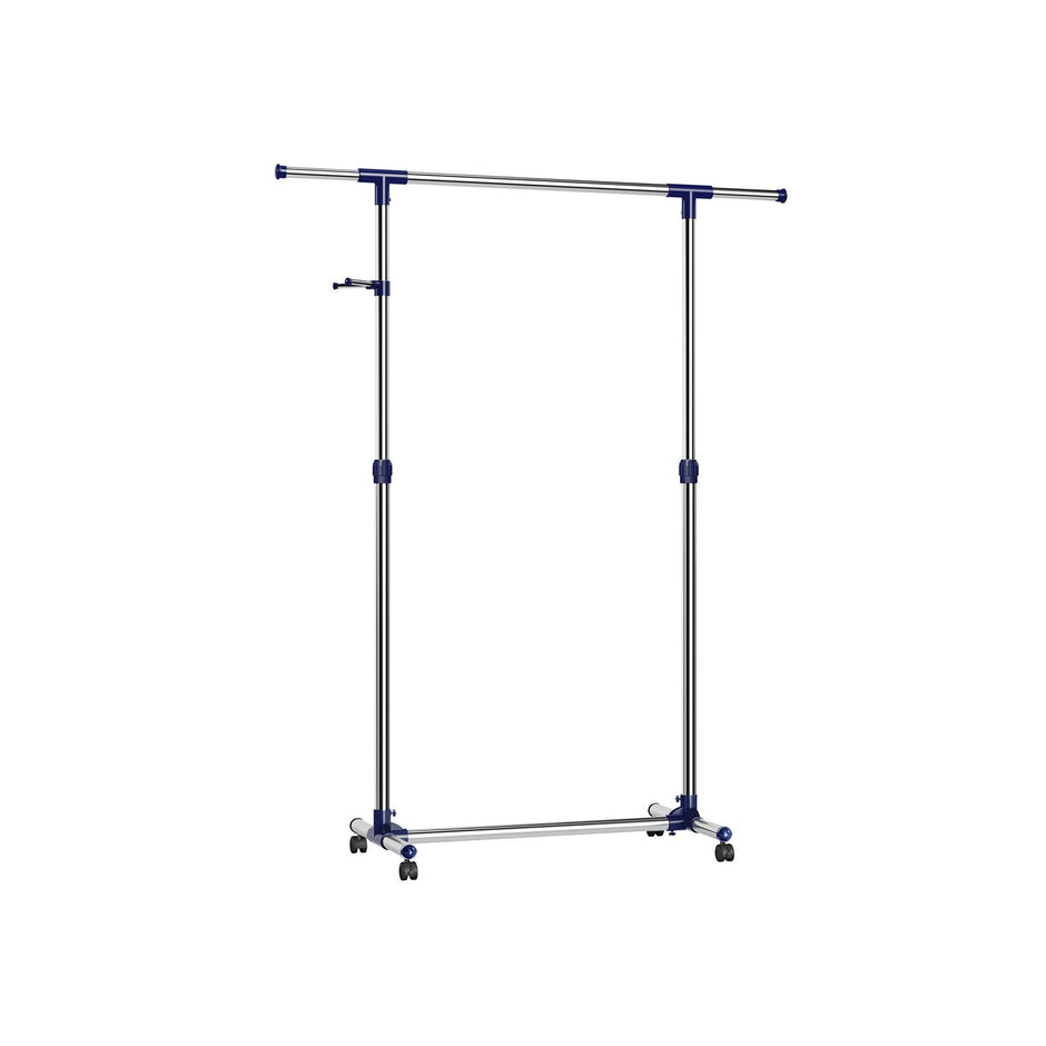 Adjustable Garment Rack – Stainless Steel – Grey – With Wheels and Additional Coat Hook