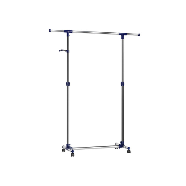 Adjustable Garment Rack – Stainless Steel – Grey – With Wheels and Additional Coat Hook