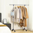 Adjustable Garment Rack – Stainless Steel – Grey – With Wheels and Additional Coat Hook