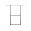 Adjustable Garment Rack – Stainless Steel – Metallic – Height Adjustable with Middle Rail