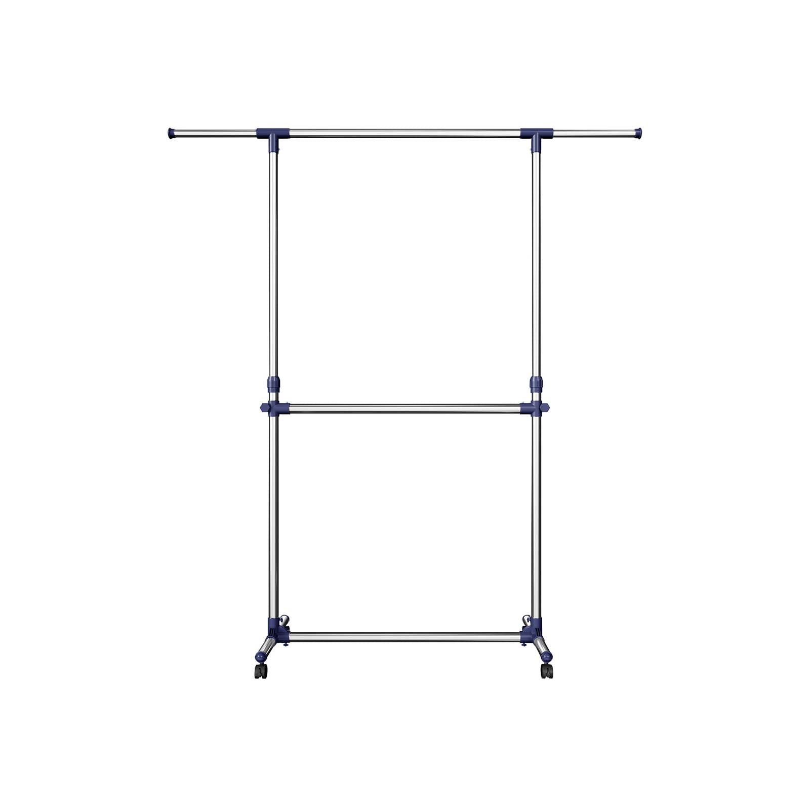 Adjustable Garment Rack – Stainless Steel – Silver – Middle Rail Design