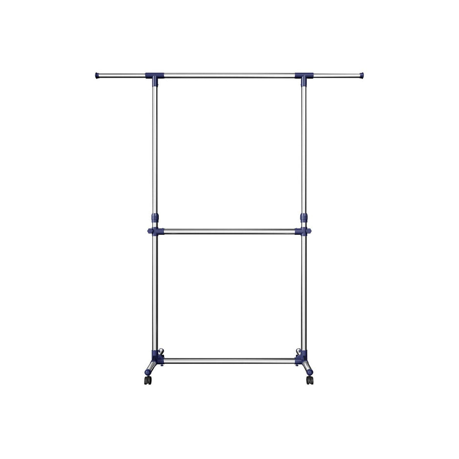 Adjustable Garment Rack – Stainless Steel – Silver – Middle Rail Design