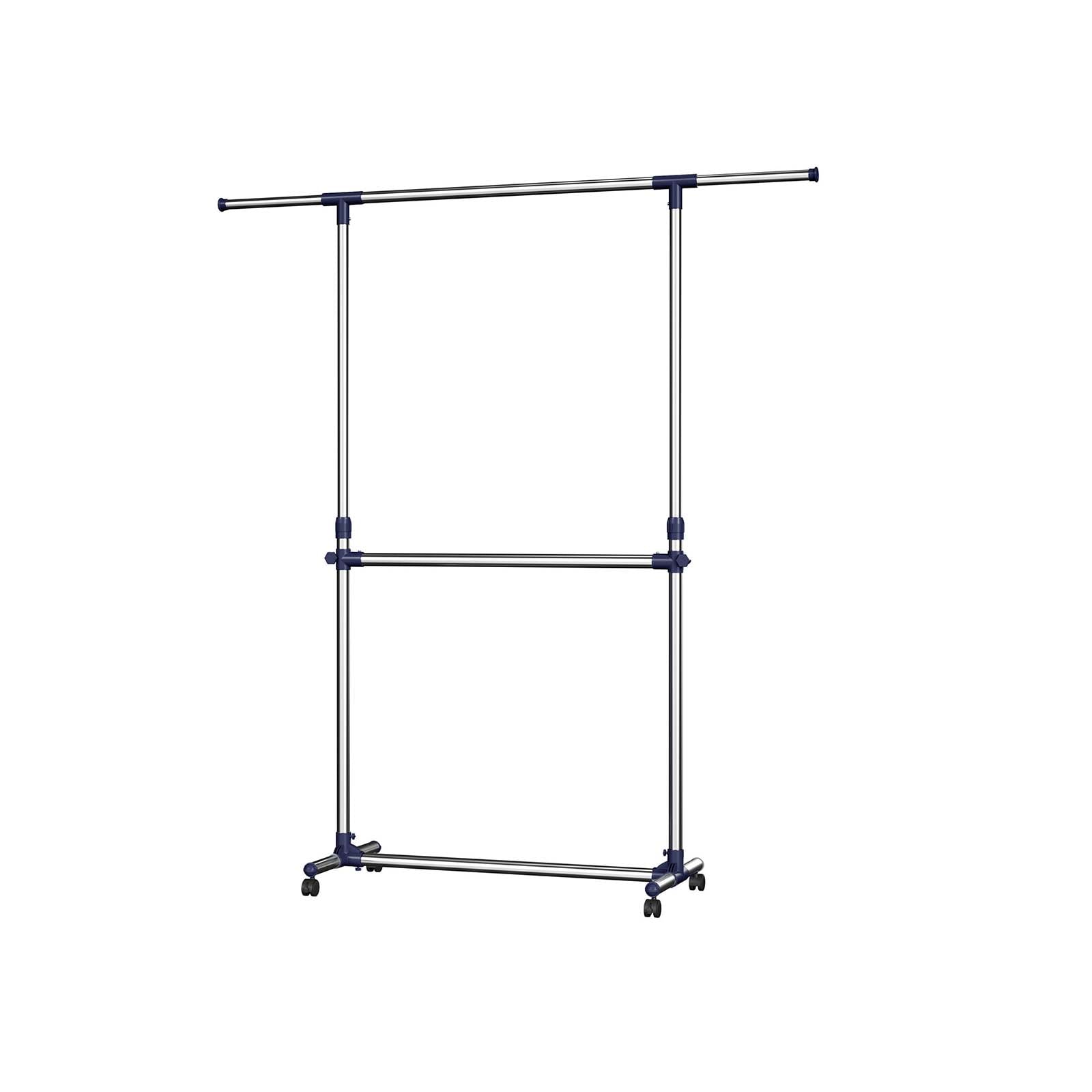 Adjustable Garment Rack – Stainless Steel – Silver – Middle Rail Design