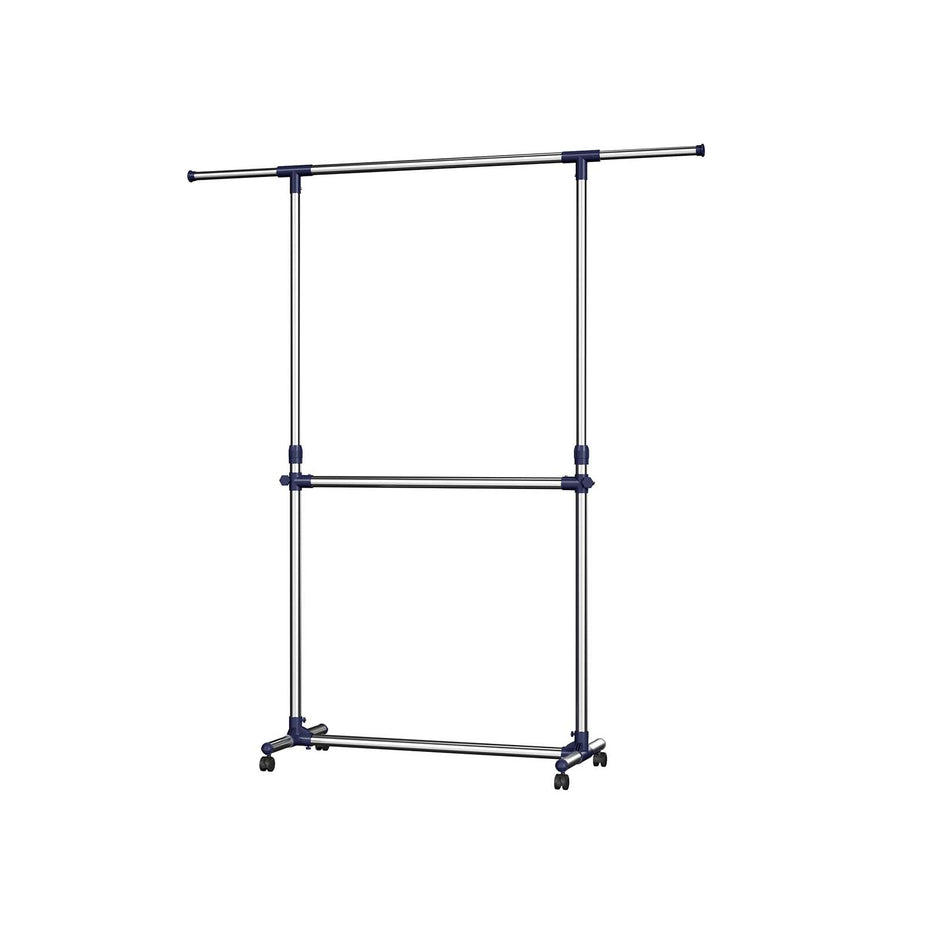 Adjustable Garment Rack – Stainless Steel – Silver – Middle Rail Design