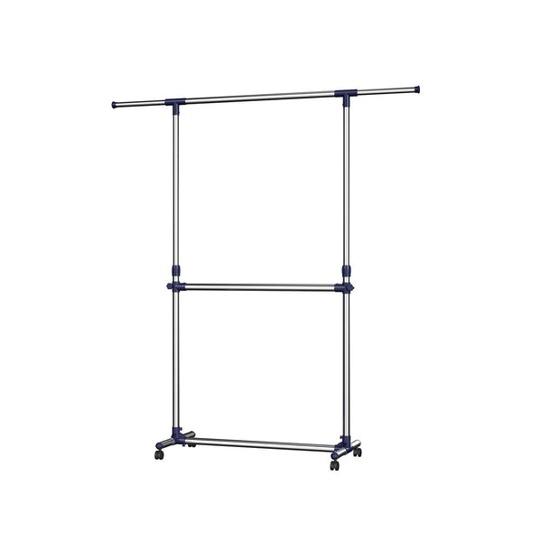 Adjustable Garment Rack – Stainless Steel – Silver – Middle Rail Design