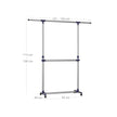 Adjustable Garment Rack – Stainless Steel – Silver – Middle Rail Design