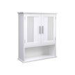 Wall Cabinet – Wood – White – Adjustable Shelf with Double Doors and Open Shelf