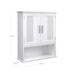 Wall Cabinet – Wood – White – Adjustable Shelf with Double Doors and Open Shelf