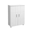 Floor Cabinet – Engineered Wood – White – Double Door with Adjustable Shelves and Buffer Hinges