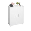 Floor Cabinet – Engineered Wood – White – Double Door with Adjustable Shelves and Buffer Hinges