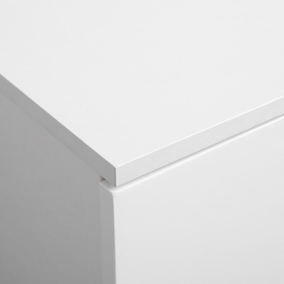 Floor Cabinet – Engineered Wood – White – Double Door with Adjustable Shelves and Buffer Hinges