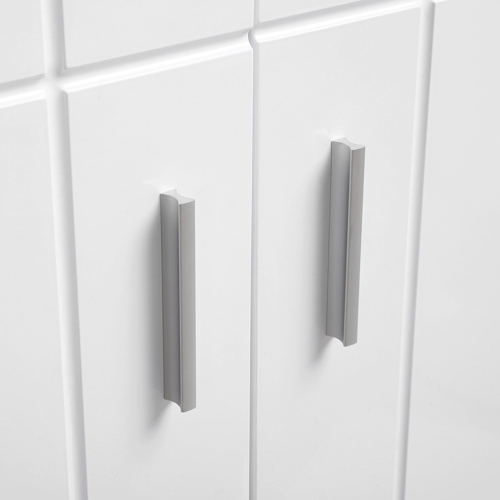 Floor Cabinet – Engineered Wood – White – Double Door with Adjustable Shelves and Buffer Hinges