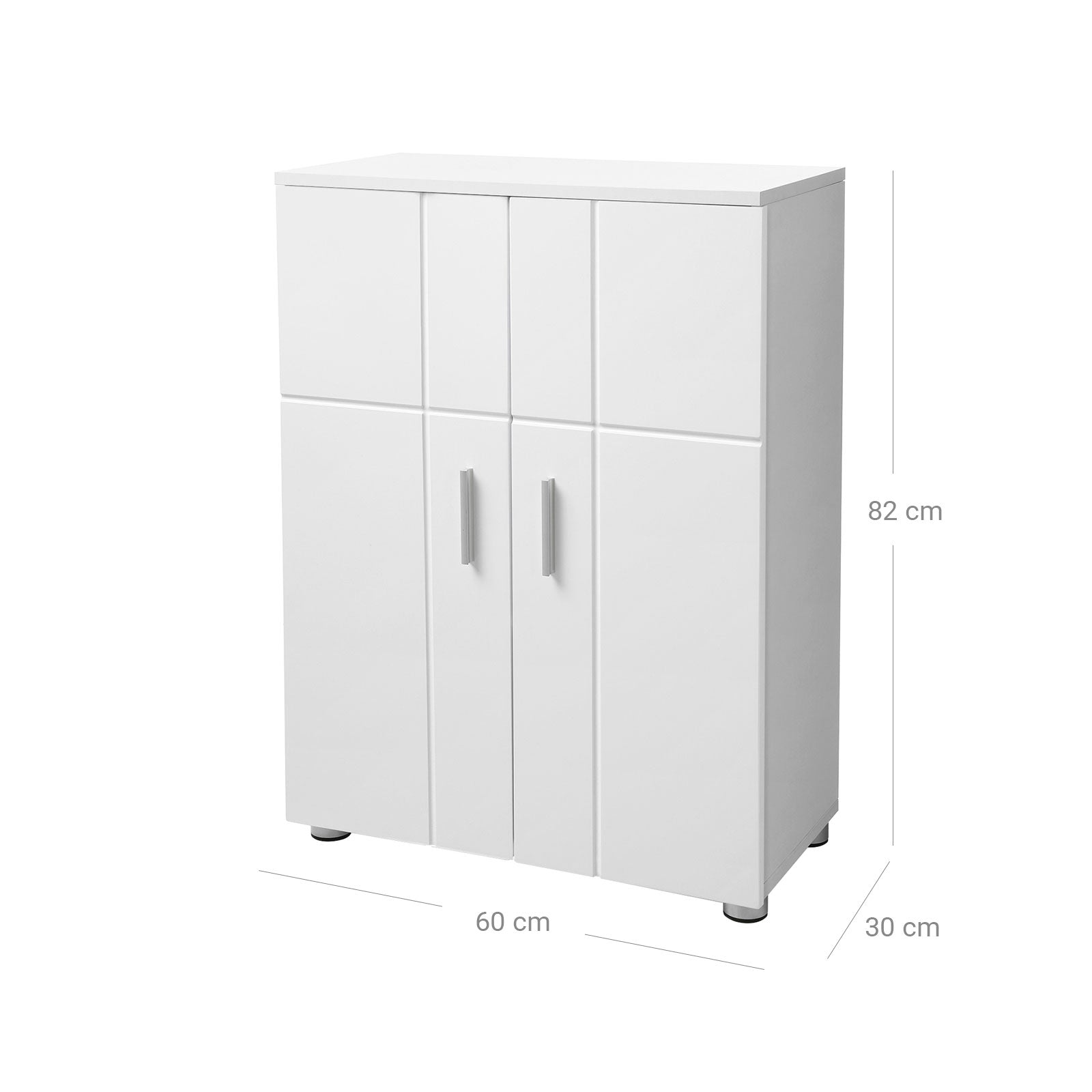 Floor Cabinet – Engineered Wood – White – Double Door with Adjustable Shelves and Buffer Hinges