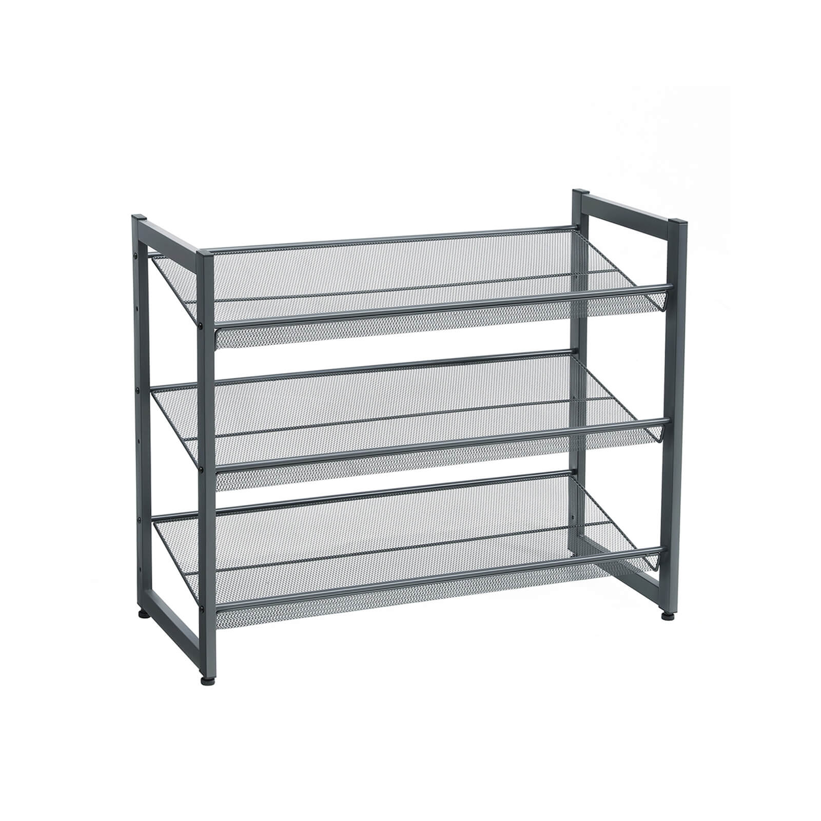 Shoe Rack – Metal Mesh – Black – Angle Adjustable, 3 Tiers for 9 Pairs