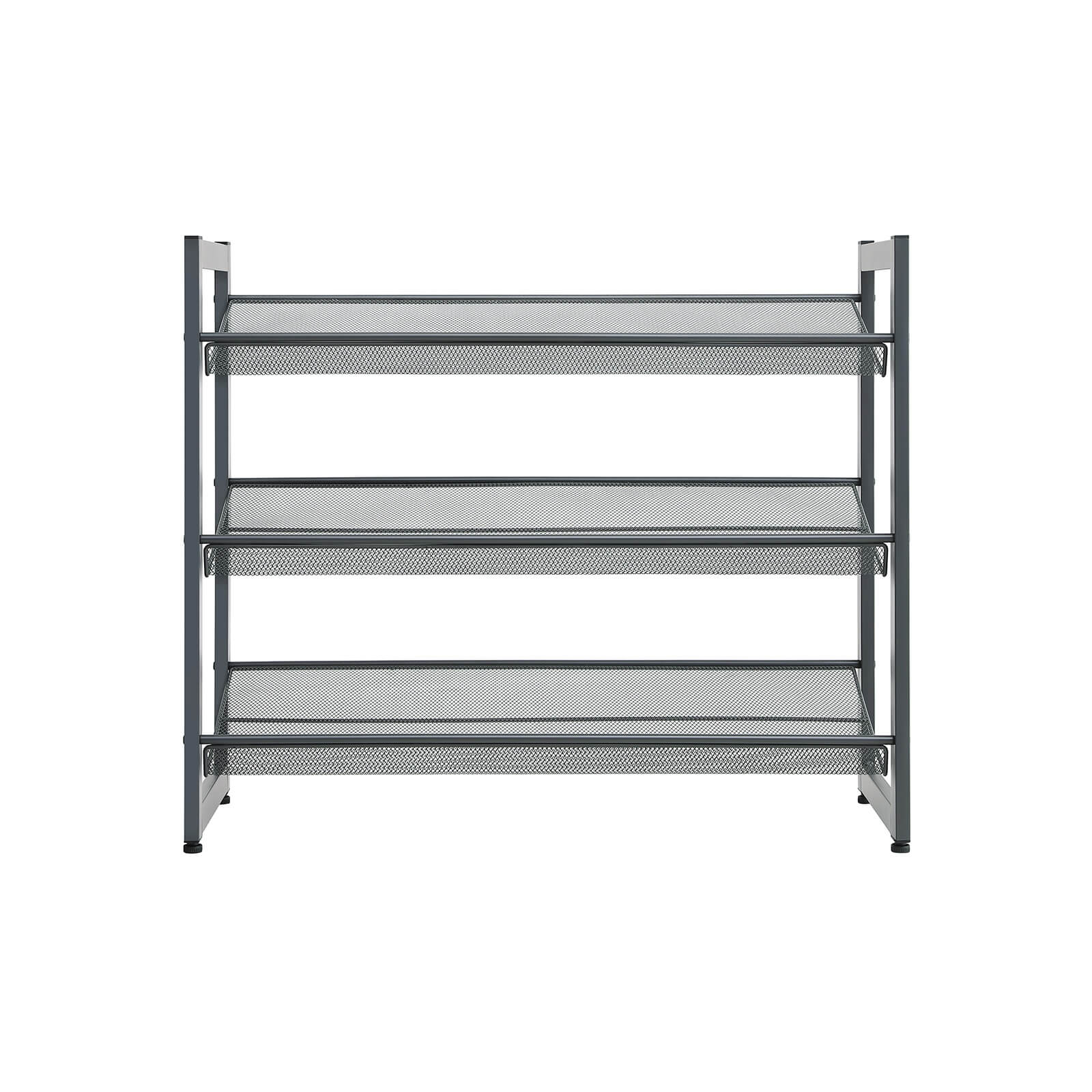 Shoe Rack – Metal Mesh – Black – Angle Adjustable, 3 Tiers for 9 Pairs